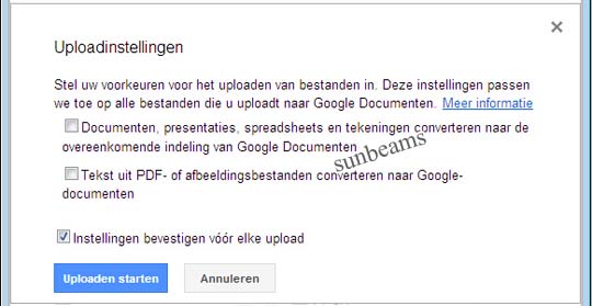 uploadinstellingen